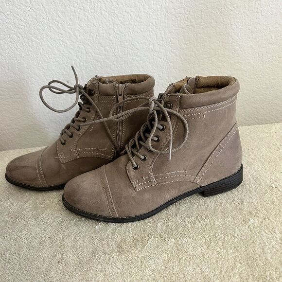 White Mountain Womens Size 7.5M Suede Ankle Boots Trenton Brown Lace Up W/Zipper - Picture 3 of 10